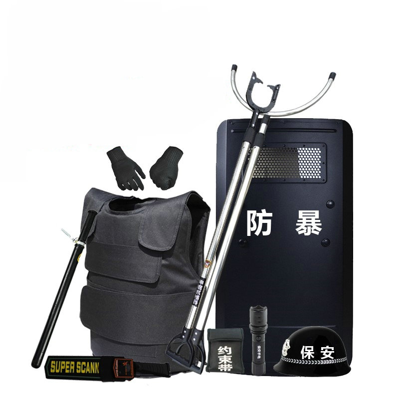 Pc手持保安防爆盾牌方盾 PC保安頭盔 鋼盔帶字頭盔 防刺服 PC棍 橡膠棍 不銹鋼直柄型防爆鋼叉 防割手套 防爆腳叉 手電